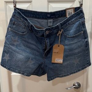 Star Patterned Denim Shorts